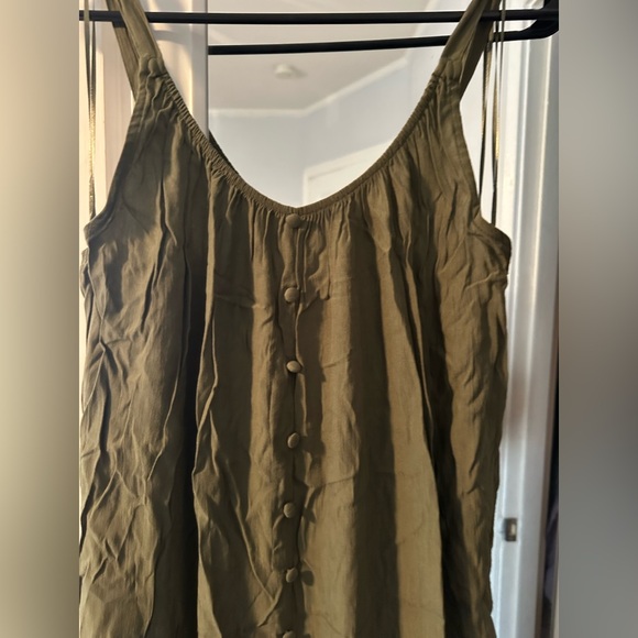 Zara Olive Green Cargo Knit Long Romper Jumpsuit One-Piece Buttons Women M New - Picture 2 of 5